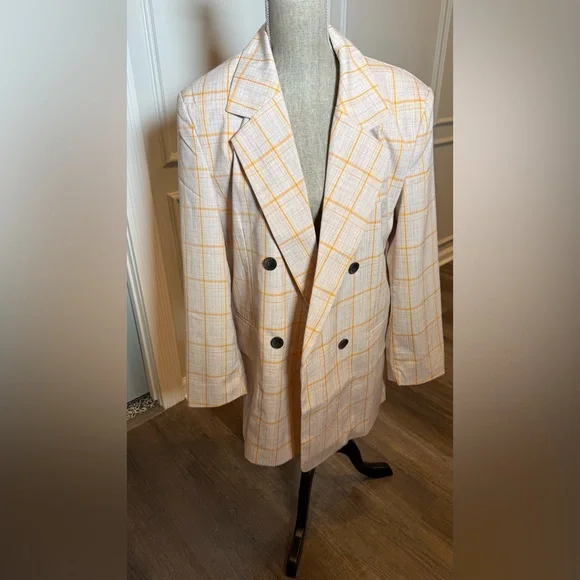 NWT ASOS DESIGN Dad Suit Blazer in Orange Check – UK 8 / US 4 - Picture 4 of 11